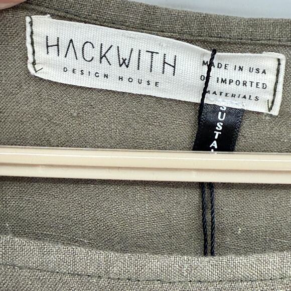 Hackwith Design 100% Linen Short Oversized Dress Dark Green +1/2 18W/20W NWT - Picture 7 of 7